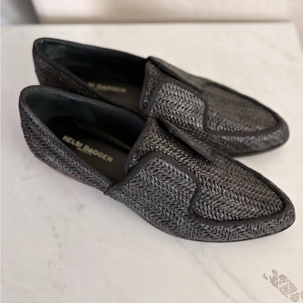 Anthro Kelsi Dagger Brooklyn Stanton Raffia Oxford Loafers size 9